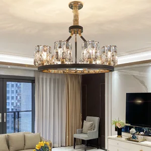 Modern Crystal Led Pendant Light Hotel Villa Dining Room Crystal Circles Design Chandelier for Living Room