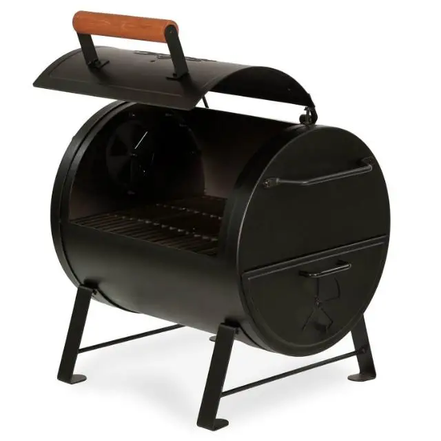 Firebox New Design Mini Desktop Bbq Barbecue Barrel Smoker Portable Charcoal Grill Trolleys Support Powder Coated CR Steel