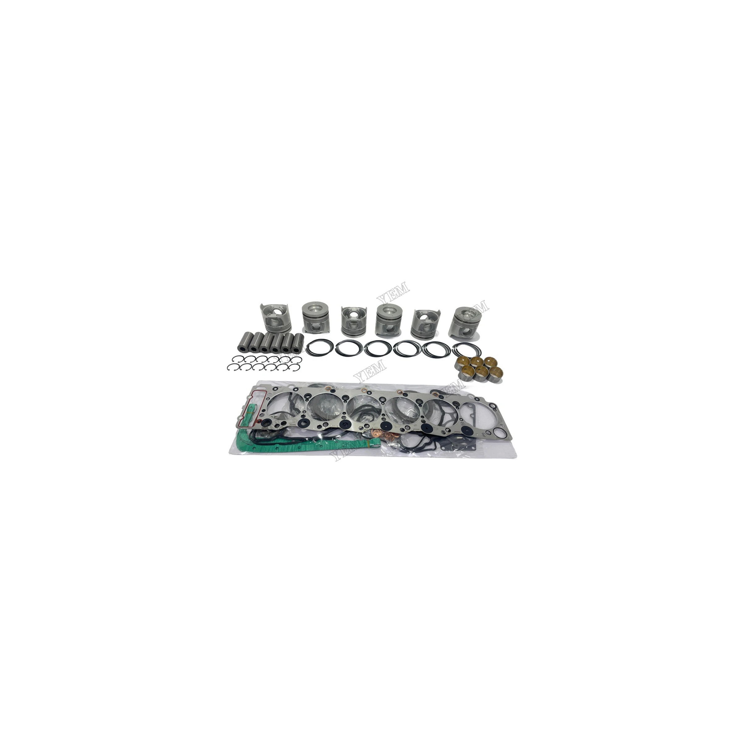 Rebuild Kit With Full Gasket Kit Piston Rings Compatible for Isuzu 6HK1 Engine Repair Kit