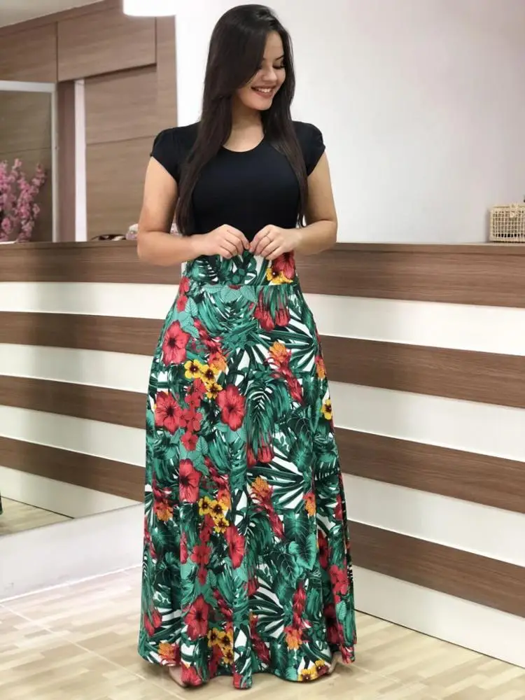 Shein модное платье с цветочным принтом, платье макси для выпускного вечера, летнее пляжное повседневное длинное платье для женщин