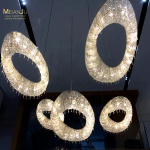 Modern Luxury Crystal Round Shape Chandeliers Lighting for Non-Standard Commercial Hotel Projects and Banquet Halls