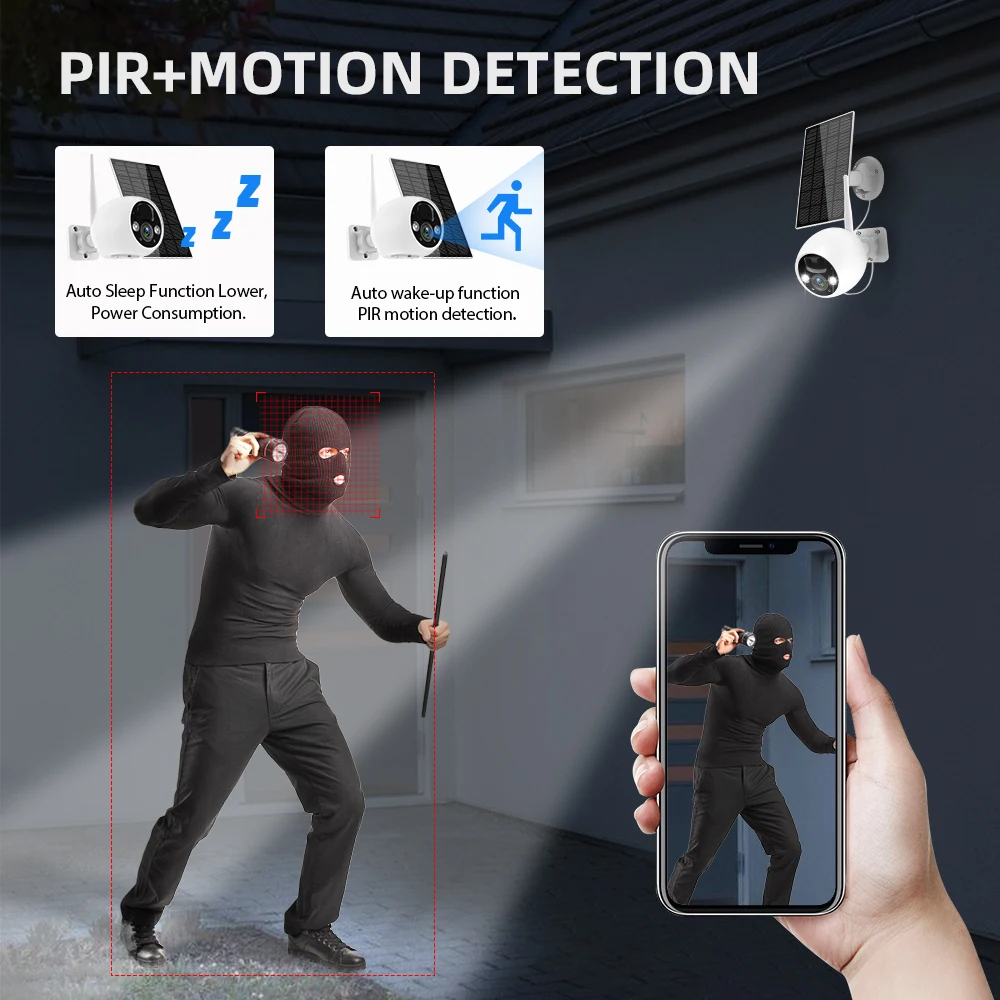 4.0mp 4ch Wireless Solar Low Power Consumption Wifi Rechargeable Pir