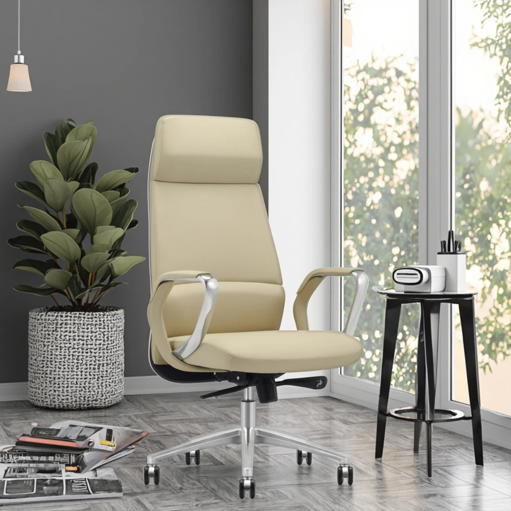 Modern Ergonomic Leather High Back Executive Office Chair with Adjustable Lumbar Support 6