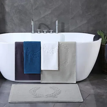 5 Star Hotel  Non Slip Jacquard Bath Mat Bathroom Floor Towel 32s 50*80cm Embroidery Logo