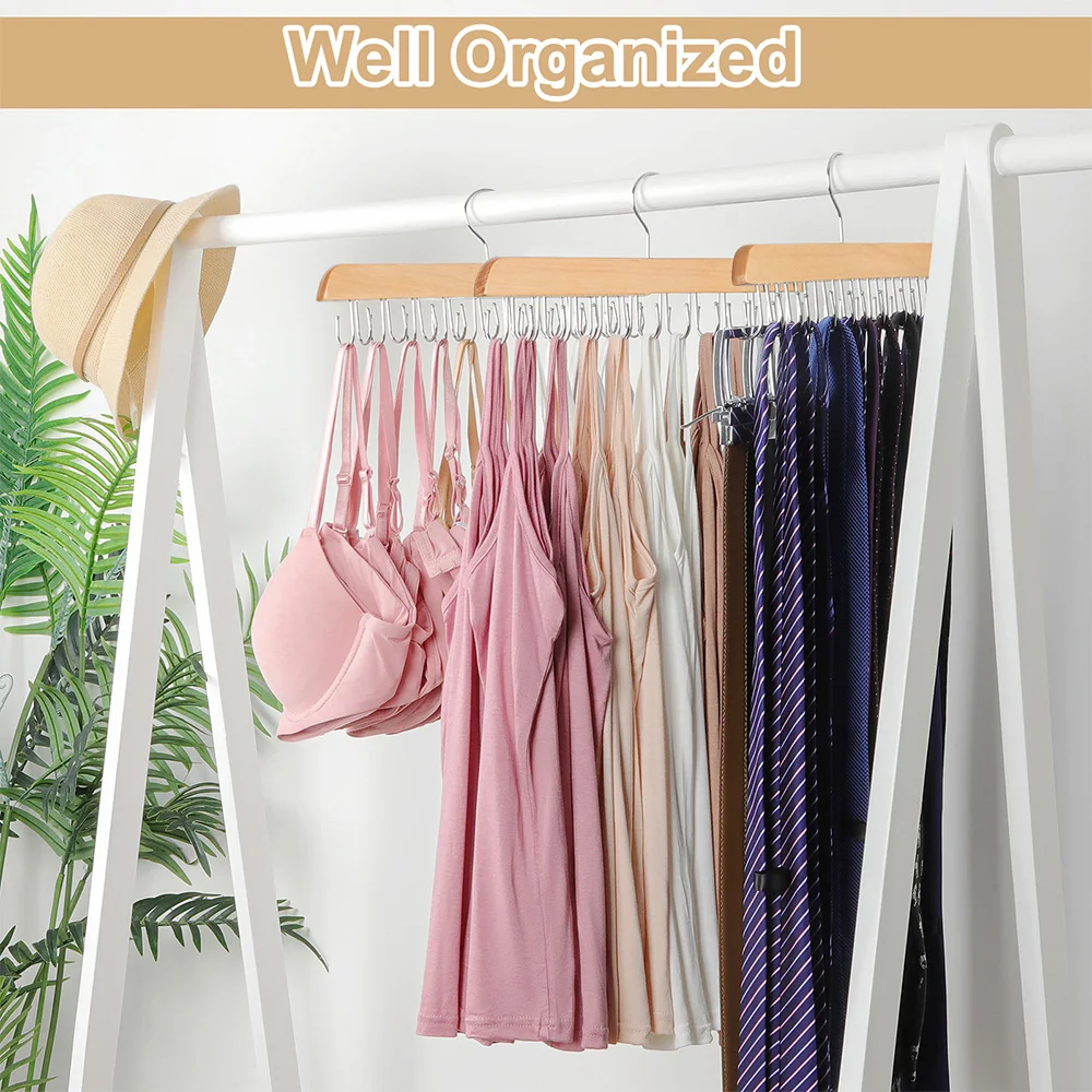 LINDON Patented Design 20 Hooks Capacity Space Saving Foldable Hanger for Tank Top Bra Scarf Belt Tie