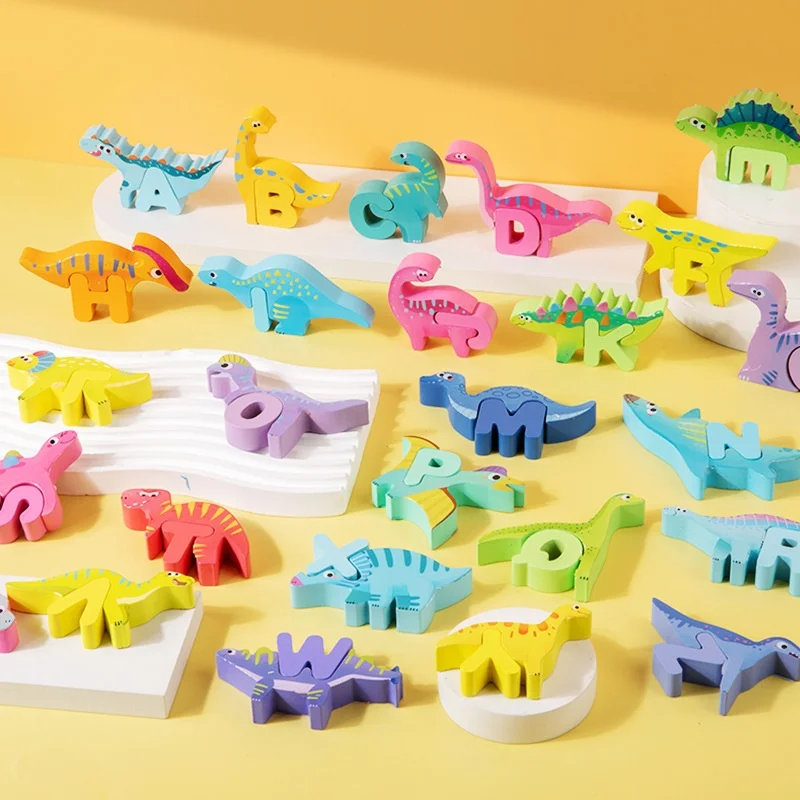 Montessori Educational Wooden Animal Alphabet Puzzles Matching Game for Toddlers ABC Letters Block Set Toys