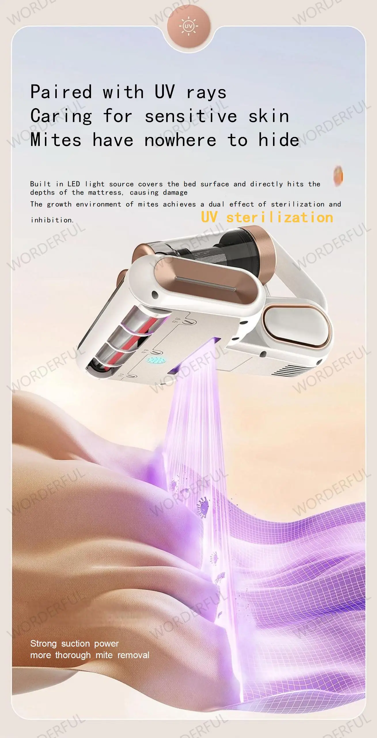 LP-018 Electric Double Cup Roller Brush - Ultrasonic Mite Removal