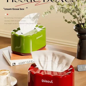 2026 New Model Vintage Plastic Tissue Box High-End Luxury Desktop Tissue Holder Flower for Home Living Room