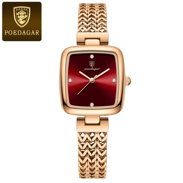 2026 New POEDAGAR 768 Waterproof Stainless Steel Ladies Quartz Watch Luxury Square Watch aperçu 8