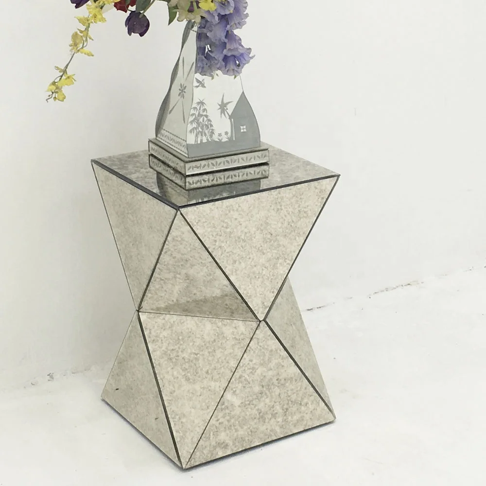Modern Polygon Mirror Side Table Luxury Small Mirrored End Table Buy