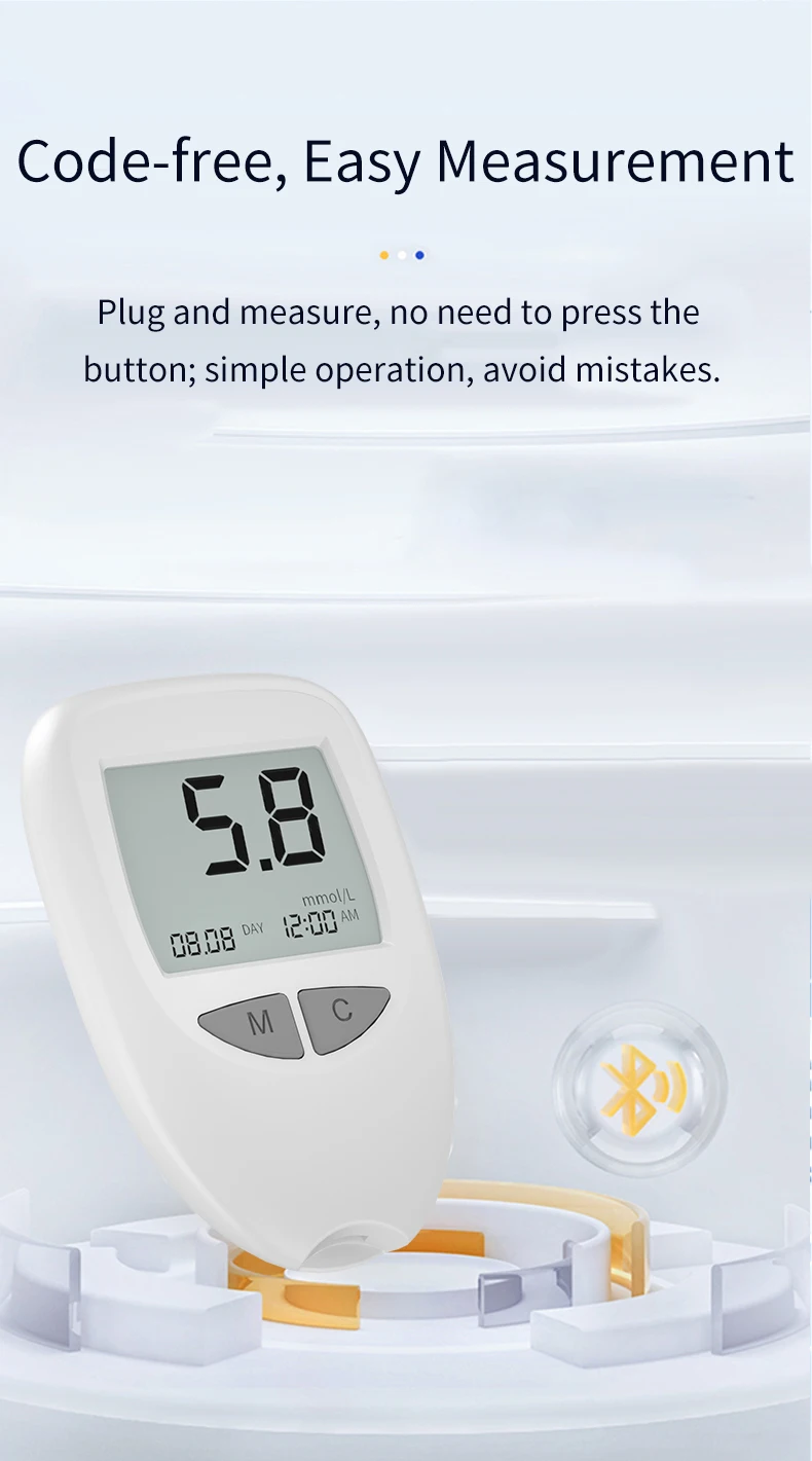 product factory electric blood glucose meter for elderly high blood sugar test strip with lancet detector health monitor and analysis-4