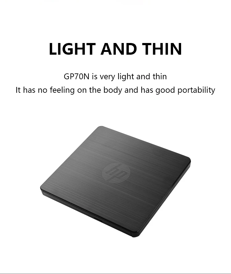 Hp F2b56aa Gp70n Optical Drive Portable Usb Cd/dvd Rw Write/read Drive