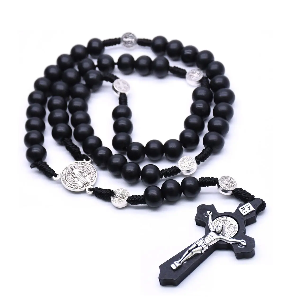 Customized 10 mm Handmade Cross Rosary Necklace Wood Beads Accessories Catholic Rosaries Christian Prayer Beads