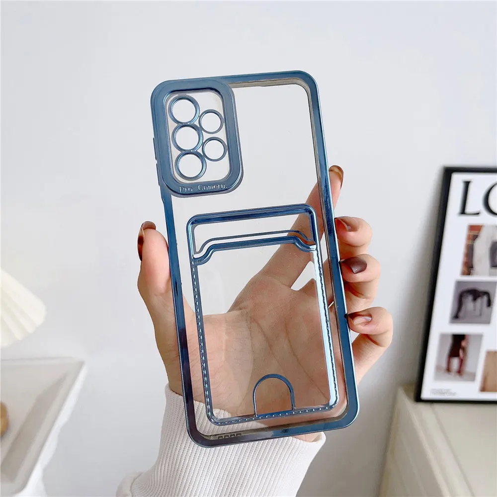 Electroplate Phone Case For Galaxy S24 S24+ S23 S23+ S22 S22+ Ultra Fe 5G With Card Holder Clear Sjk167 Laudtec