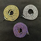 High Quality New Hip Hop Brass 4mm Choker Colorful Link Chain Tennis Chain Men Women Fashion Iced Out Cubic zirconia Jewelry