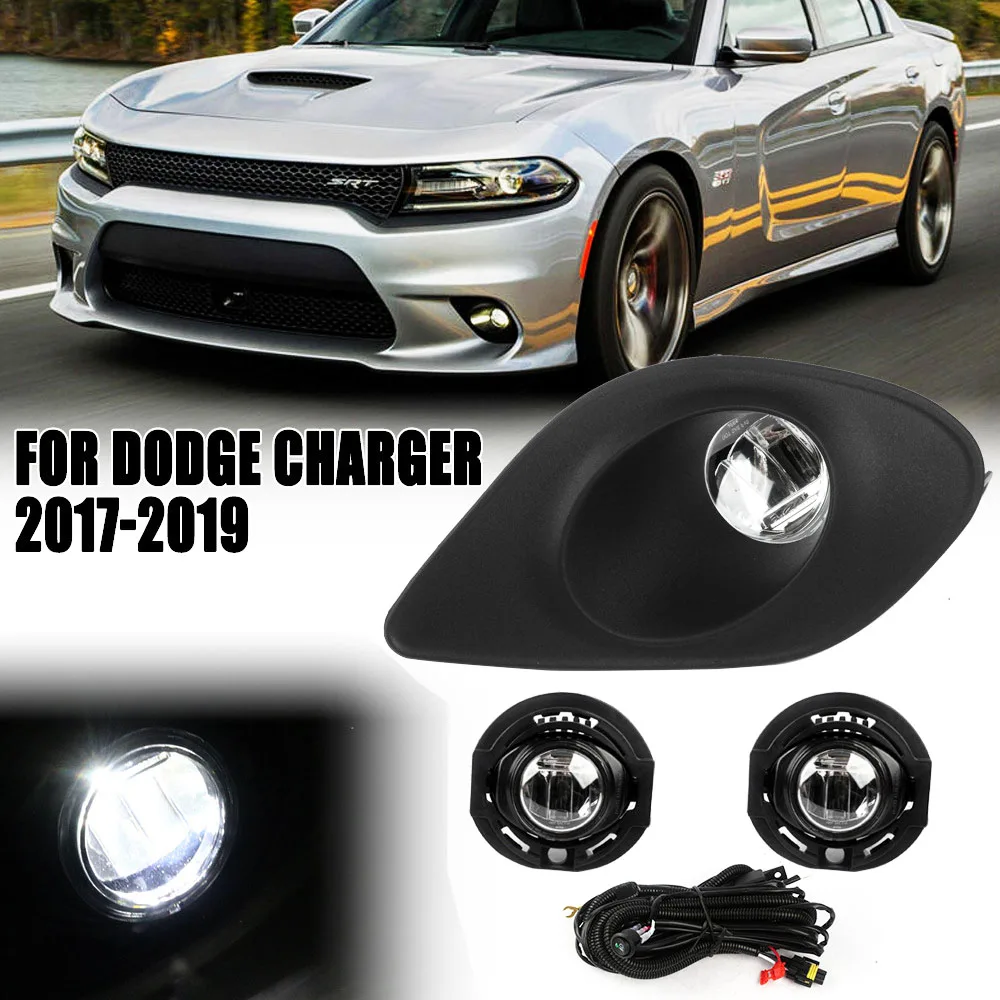 LED Fog Light Driving Lamp Set for Dodge Charger SRT 2015 2016 2017 2018  2019 Foglight With Bezel Wire Harness