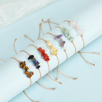 2025 Innovative Products Crystal Natural Stone Chip Waxed Cord Bracelet