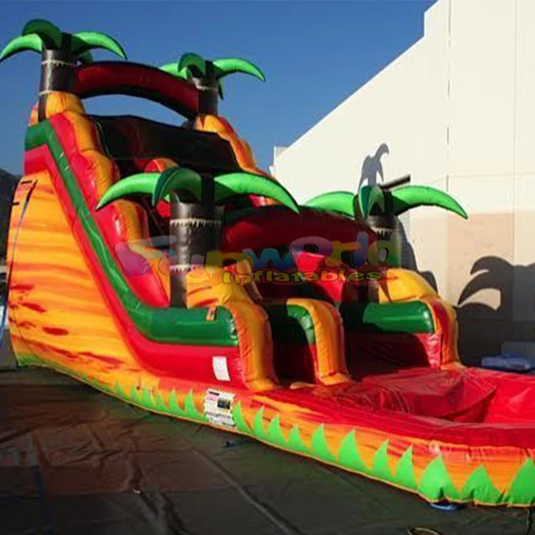 Commercial Palm Tree Inflatable Water Slide Bounce House Jumper Bouncy Kids Outdoor Kids Water Slide Inflatable with Pool Sale