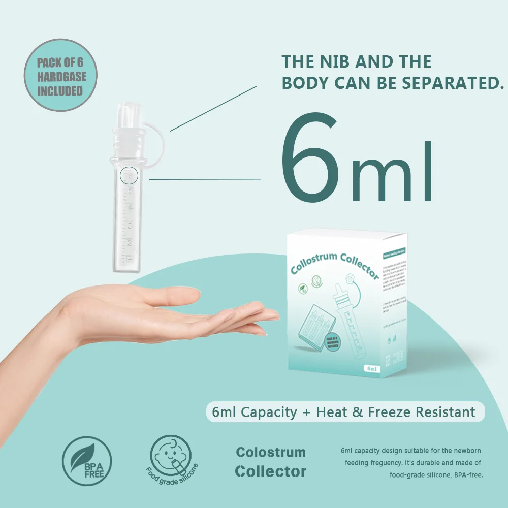 Colostrum Feeding   Kit 6ml/6pcs Silicone Breast Milk Collector and Storage Case Ready-to-Use Reusable BPA Free