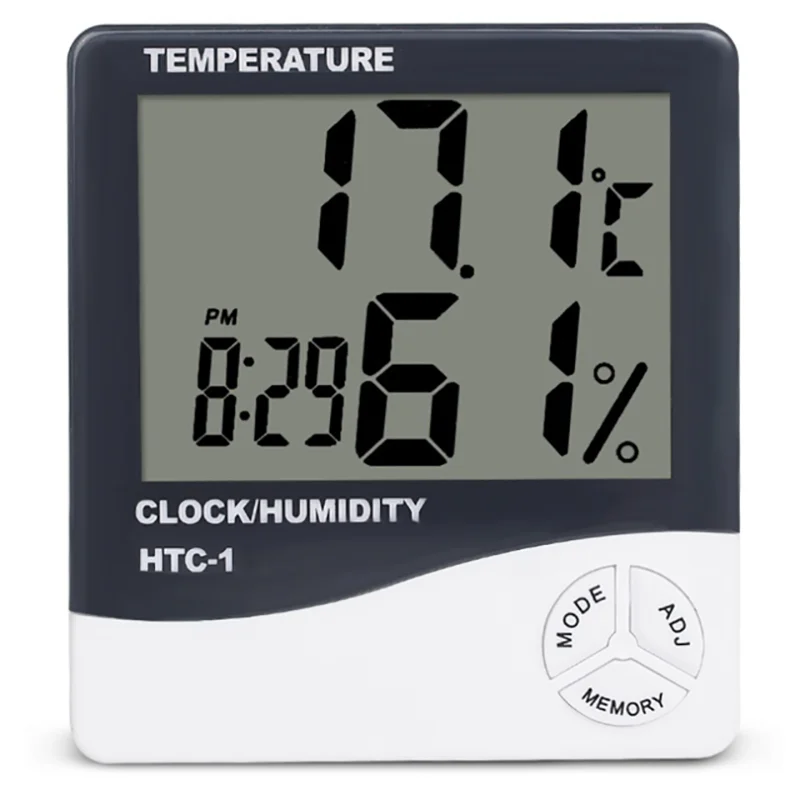 Digital Thermomètre Hygromètre Humidité Température Alarme Horloge Intérieur Extérieur 