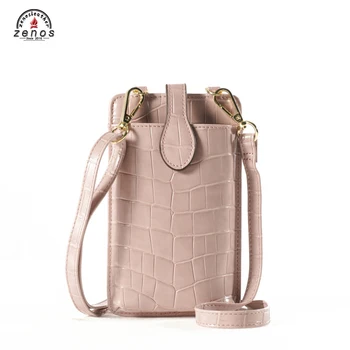 Zenos Factory Direct Faux Leather Crocodile Embossed Mini Crossbody Cell Phone Bag Sling Bag  Handbag with Adjustable Strap