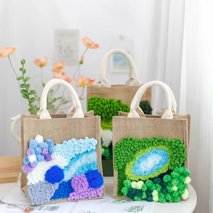 Moss Flower DIY Bag Punch Needle Embroidery Kit for Beginners