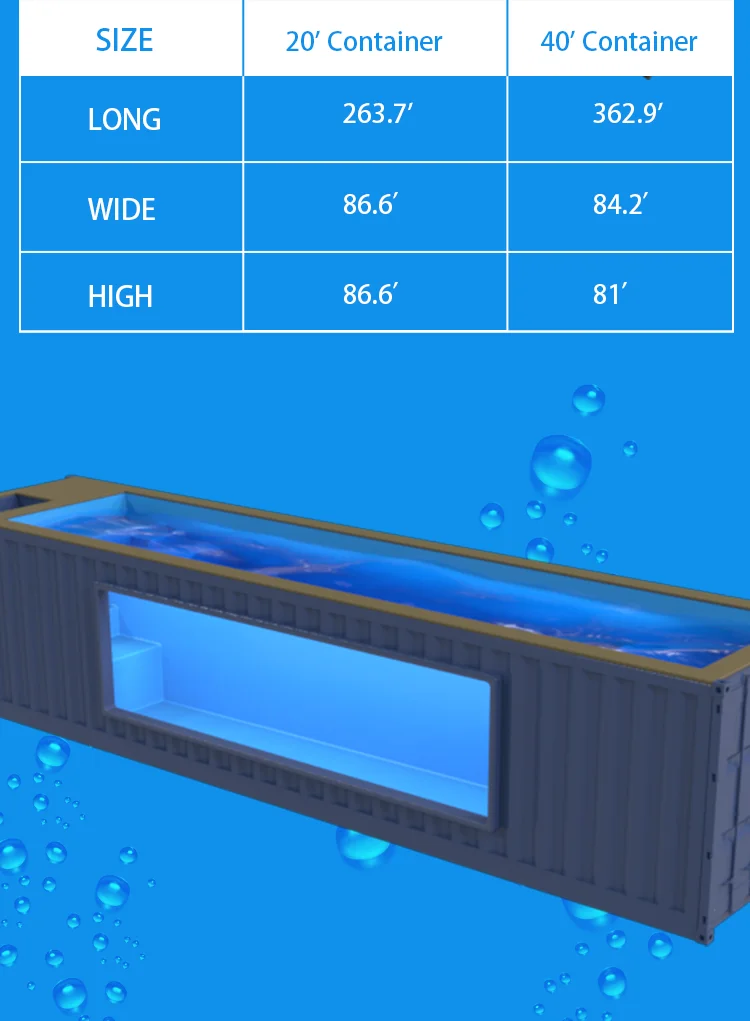 Custom Large Outdoor Frp 20ft 40ft Feet Above Ground Prefab Shipping