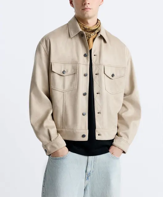 Square authentic suede texture effect jacket