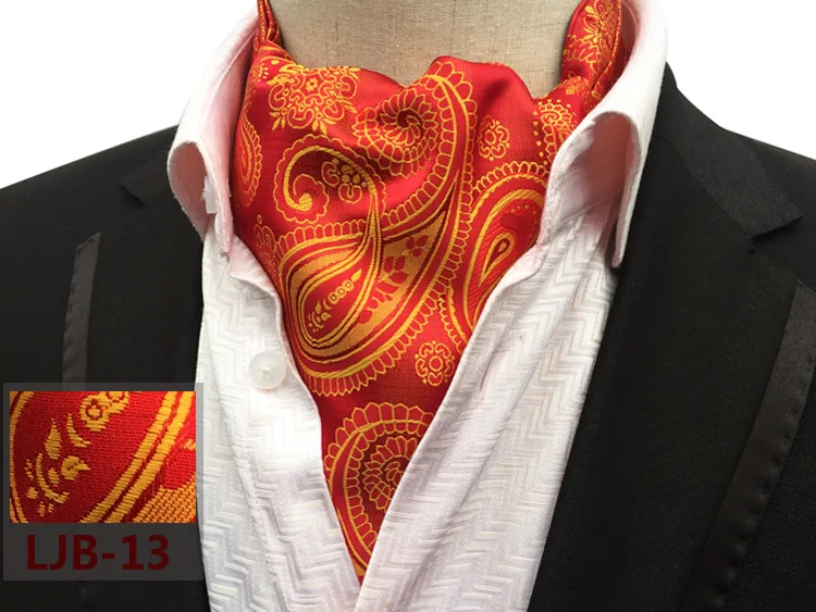 Men's Polka Dot Plaid Silk Cravat Ties Jacquard Woven Casual Ascot, Kr3780  