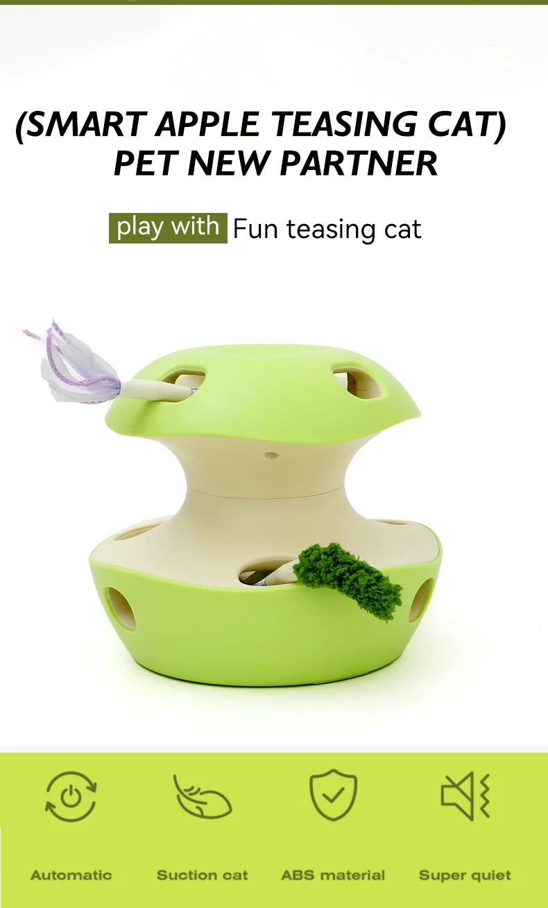 New Cat Electric Toy apple Shape butterfly Caterpillars on the Upper and Lower Layers Can Be Selected to Tease the Cat Stick supplier
