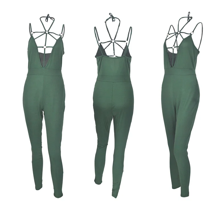 Latest Design Sleeveless Backless Rompers Club Sexy One Piece Plus Size Spring Summer Women Jumpsuit