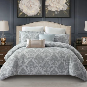 KOSMOS Jacquard Comforter Sets Microfiber Geometric King Factory New Design Woven Embroidered Home Use Bag Packaging Hotels