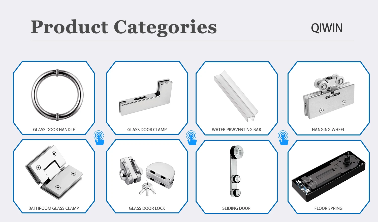 Frameless Glass Door Locks for Office Partition Modern Style
