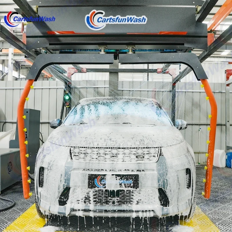 2025 Factory Price Car Wash 360 Touchless Washing System Fully Mobile Cart Car Wash Equipment with 6 Dryers
