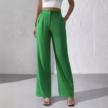 2024 high quality new elegant casual pant solid color high-end wide leg formal pants women's suit pants OEM