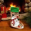 Herringbone green-edged snowman socks