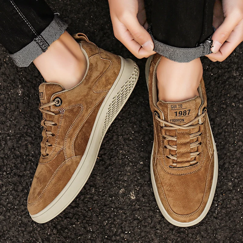 Men's casual shoes outdoor men's shoes new handmade large size stitching all-match business leather shoes men