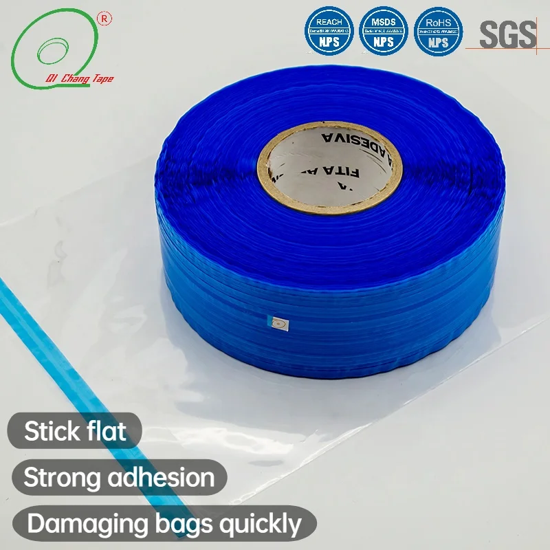 Customized Thick Blue Film Waterproof Adhesive Double Sided Bag Sealing Tape for Ldpe pp Cpp Bag manufacture