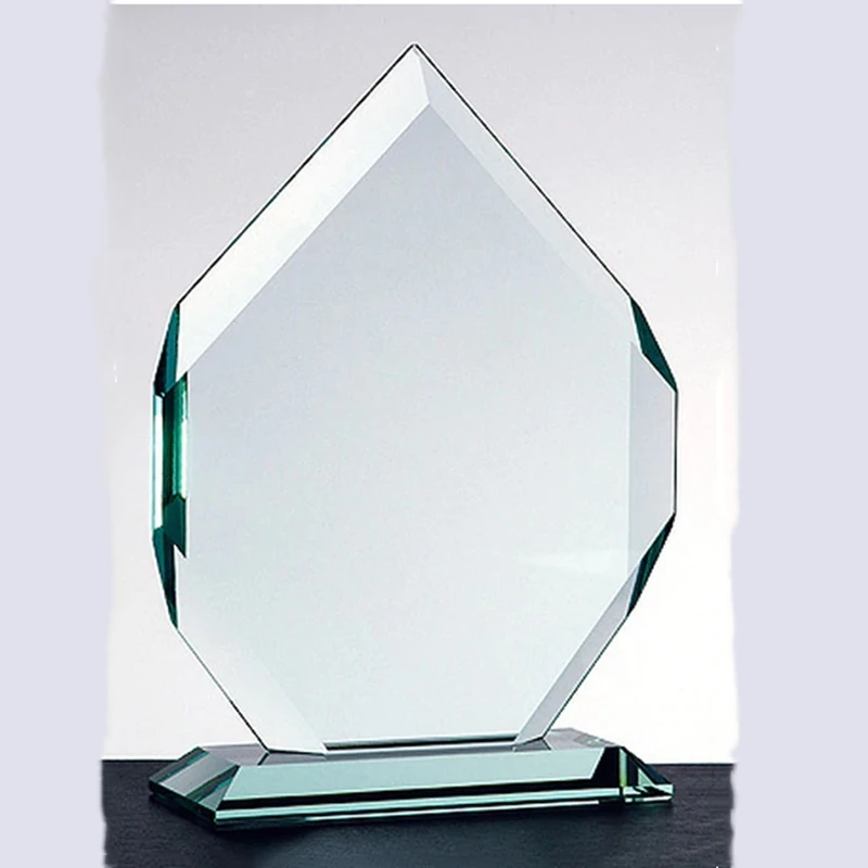 Custom Design Water Drop Shape Cyan Green Glass  Finish Transparency Crystal Tropy Award