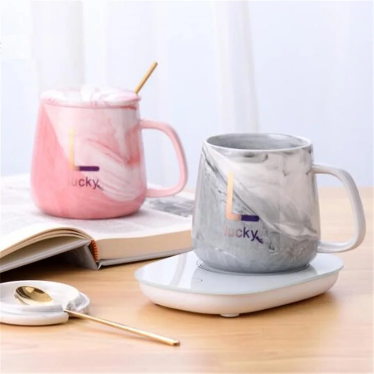 AIHPO8 Smart Mug Temperature Control Self Heating Ceramic Warmer 14oz Pad Wireless Charger Coaster 55 Degrees Smart Coffee Mug