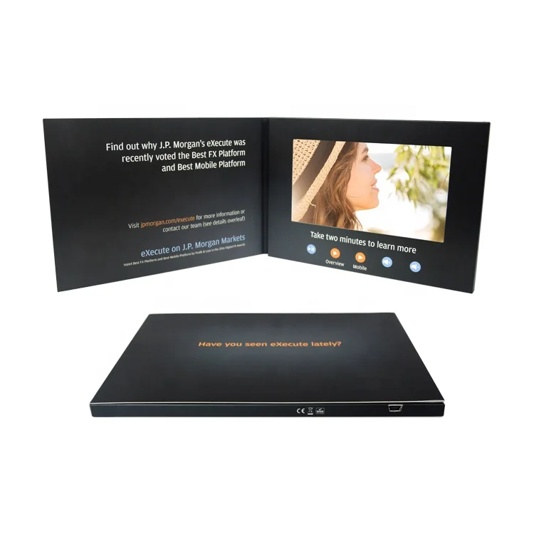 Customized design 7 Inch softcover Digital Lcd Screen Video Brochure video greeting card