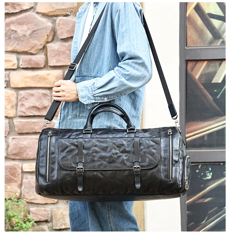 Custom Genuine Leather Multipurpose Foldable Travel Bags Wholesale