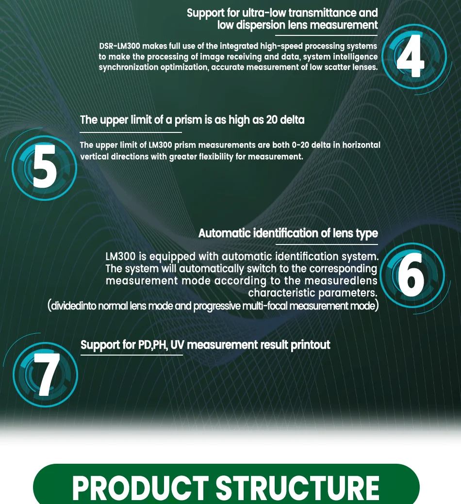 Digital Auto LM-300 Lens Meter 7 Inch Touch Screen Uv Pd Printing Focimeter Lensometer