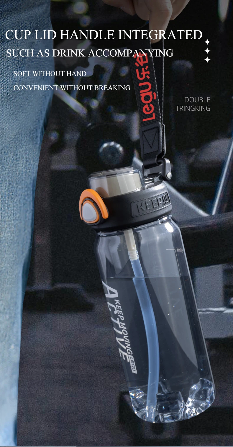 Customized Large Capacity Tritan Sports Water Cup New Adult Fitness Plastic Bottle Direct Drinking Straw for Camping