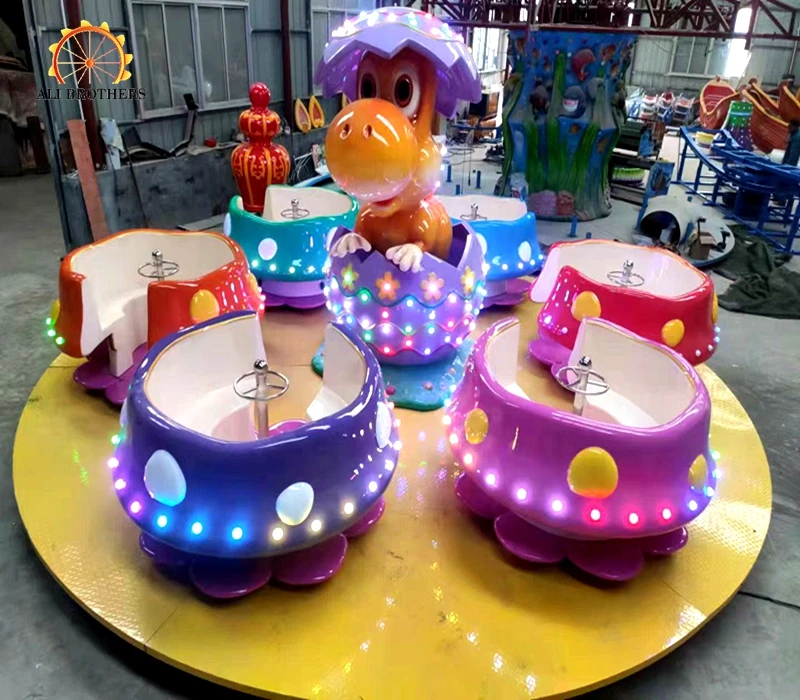 Amusement Park Kiddie Ride Folded Portable Coffee Cup Rides with Trailer