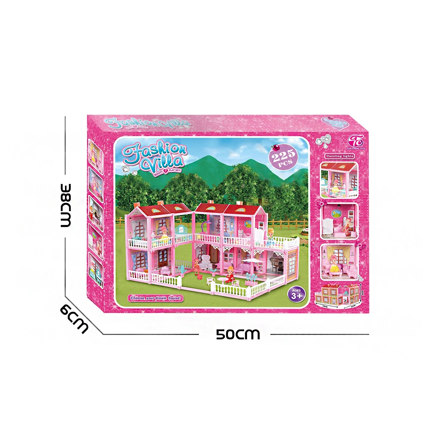 Высококачественный китайский Детский комплект игрушек, сборная Вилла со светодиодной подсветкой, дом «сделай сам», Замок принцессы с моделью мебели, игрушка