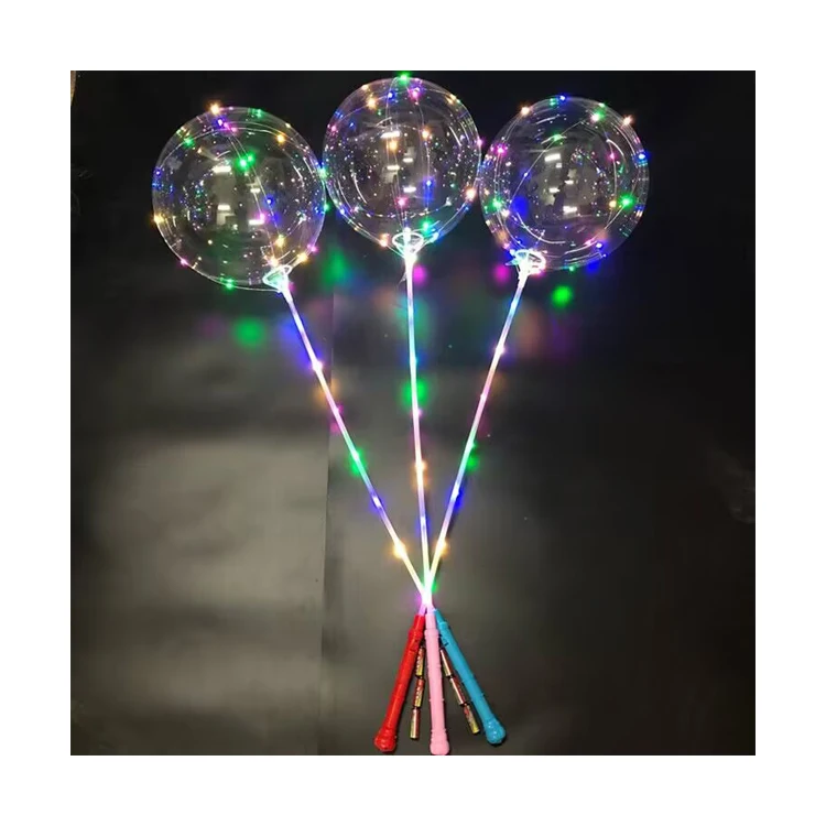 LED Bobo BalloonsTransparent LED Light up Balloons Helium Style Glow Bubble Balloons with String