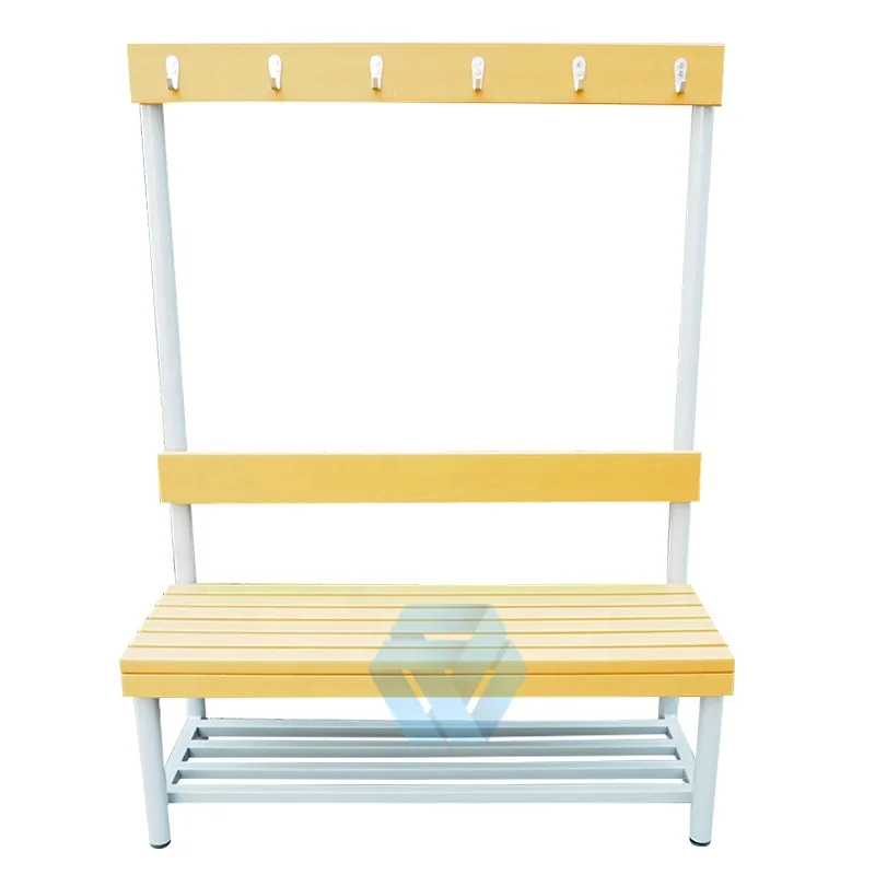 Multifunction HDPE Slats Indoor Sports Gym Bench with Clothes Hanger Long Waiting Room Swimming Yoga Bath for Outdoor Park Use