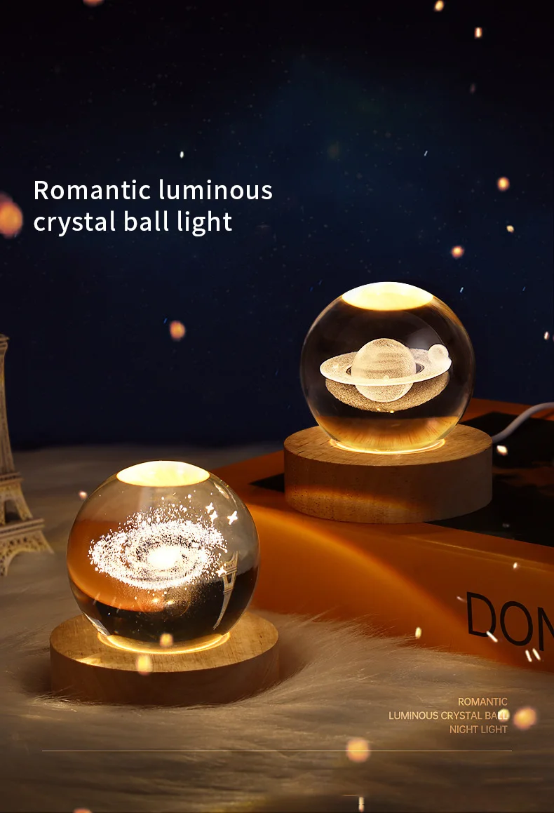 3d Art Crystal Ball Night Lamp Luminous Crystal Ball Decoration Solar