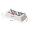 Little Bear Stainless Steel Double Bowl, White